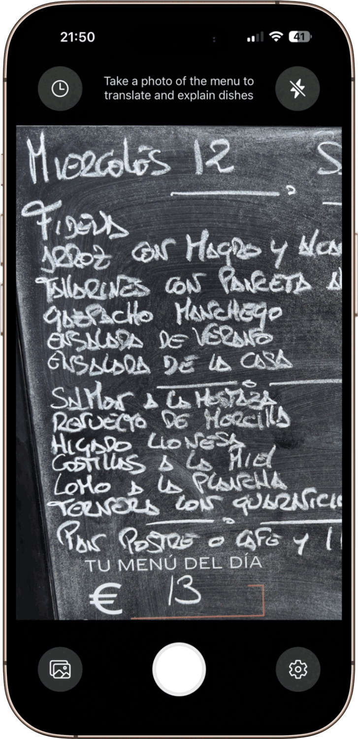 Take a photo of the menu